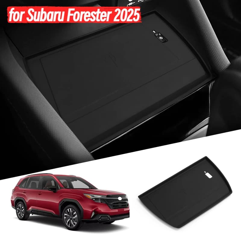 Tappetino di ricarica wireless antiscivolo per Subaru Forester 2025, accessori auto per interni, tappetino protettivo per caricabatterie telefono da auto