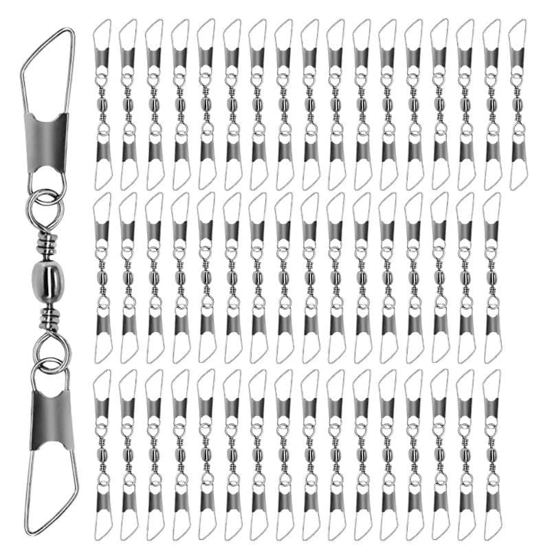 340F 50pcs Bearing Rolling Swivels Swivels Fishing Lures Hook Connector Fishing Accessories for Saltwater