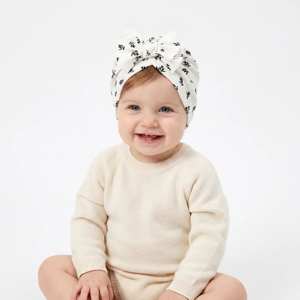 Cute Turban Hat Cap Beanie Bonnet with Big Bowknot Hospital Baby Hats Knot Headwraps Turbans for Newborn Baby Toddlers Infants