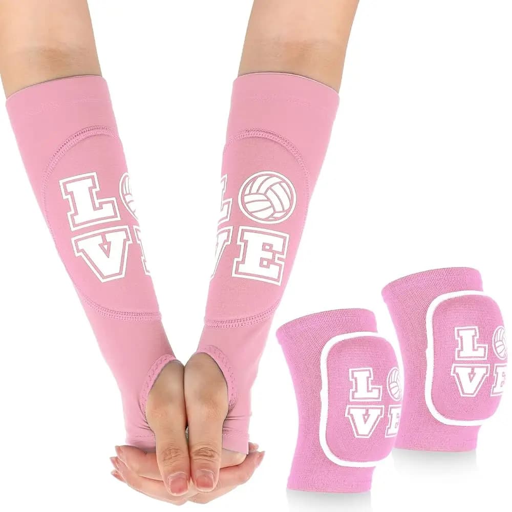 Ginocchiere e Manicotti Protettivi per Pallavolo con Imbottitura, Protezione per Avambraccio e Gomito con Foro per il Pollice, Accessori per Pallavolo