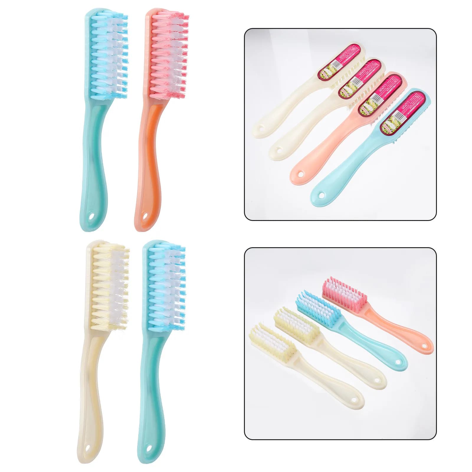 Set di 4 Spazzole per Lavaggio Vestiti, Spazzola per Pulizia Scarpe Appendibile, Strumento per Lavaggio Vestiti con Manico Lungo, Multiuso
