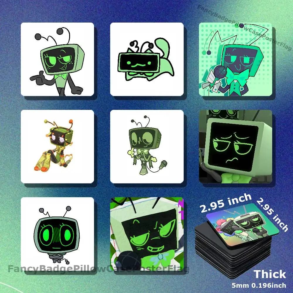 V-Vee D-Dandys Game World Acrylic Refrigerator Magnets Square Tiles with Magnetic Sheets for Home Decoration