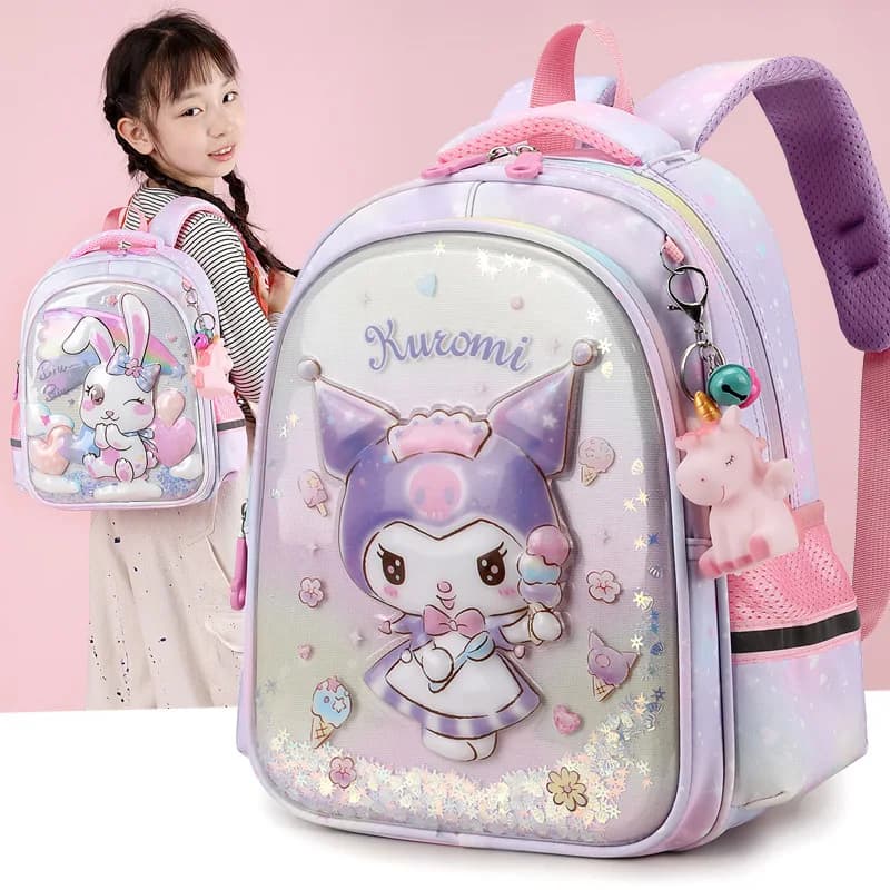 2025 New Fashion Zaino elementare Kawaii Cartoon Anime Kuromi Kitty Cinnamoroll Melody Zaino da viaggio Borsa da esterno Regalo per bambini