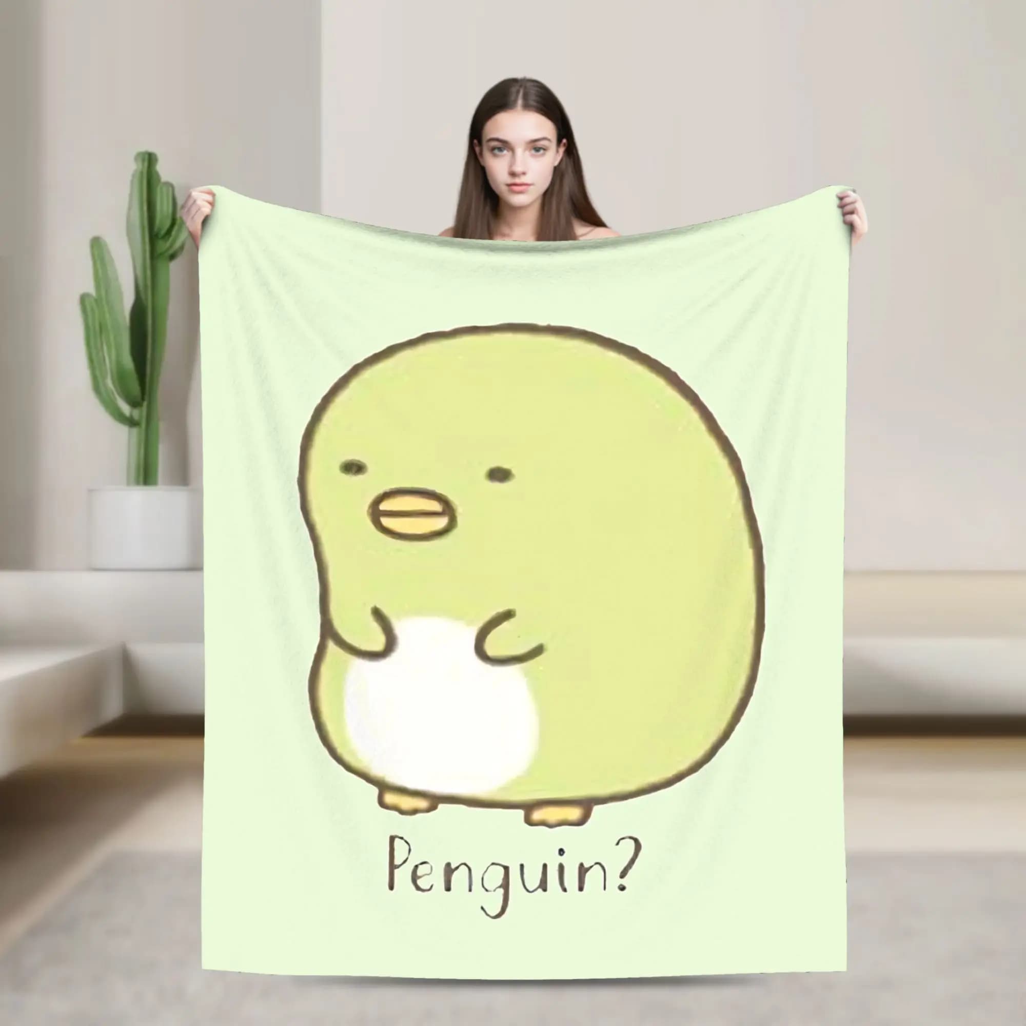 Sumikko Gurashi Penguin Knitted Blanket Flannel Ultra-Soft Throw Blanket for Airplane Travel Bedspread