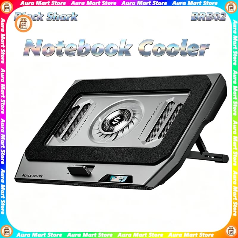 Supporto di Raffreddamento per Laptop Black Shark con Dissipatore di Calore, Silenzioso, 18 Flussi d'Aria, Schermo RGB, per Gaming, Compatibile con Asus, Dell, Alienware, Legion
