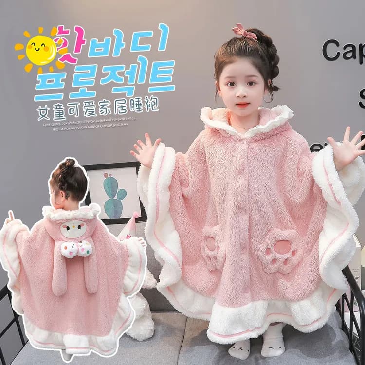 Anime My Melody Autumn & Winter Dress for Girls Warm coat thickened for girls Children's bath towels, Children's flannel night garments