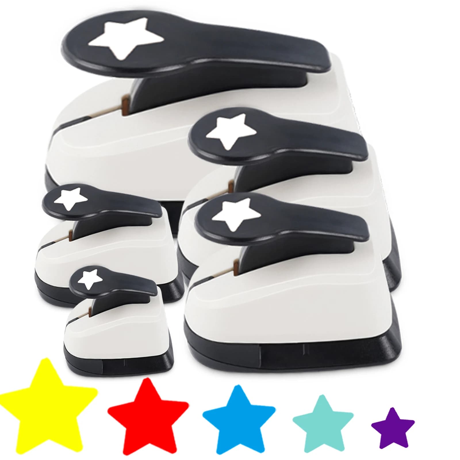 5pcs Paper cutter for crafts Hole Puncher Tool Set 3/8 5/8 1 2 in 9 16 25 38 50mm Star Paper Shapes for card making scrapbooking
