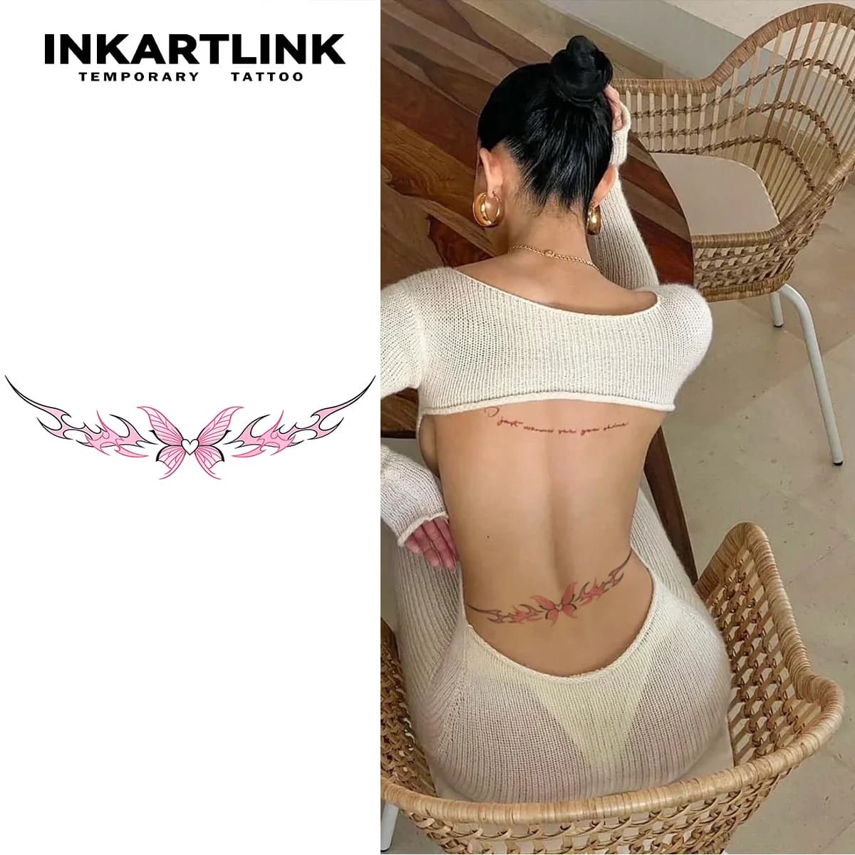 INKARTLINK Adesivi per tatuaggi temporanei Disegno a mano Stampa a colori impermeabile Forniture per feste per tatuaggi temporanei Adesivi fai da te
