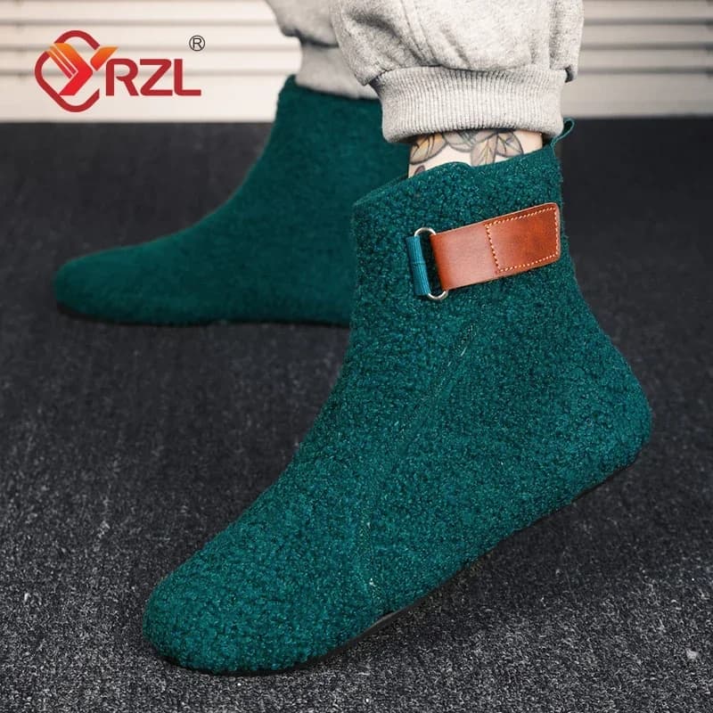 YRZL Scarpe invernali in cotone Stivaletti da uomo Slip caldi su pantofole leggere da uomo Mocassini in cotone per interni in peluche Scarpe calde invernali da uomo