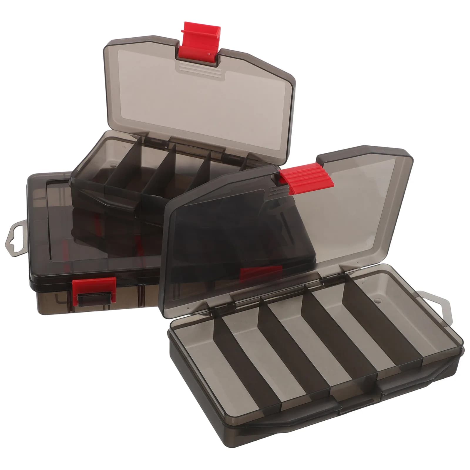 3 piece compact fishing bait box, 7,86x5,7x6,68 inch, small fishing equipment organizer with transparent cover, multi compartment, portable, for kayak