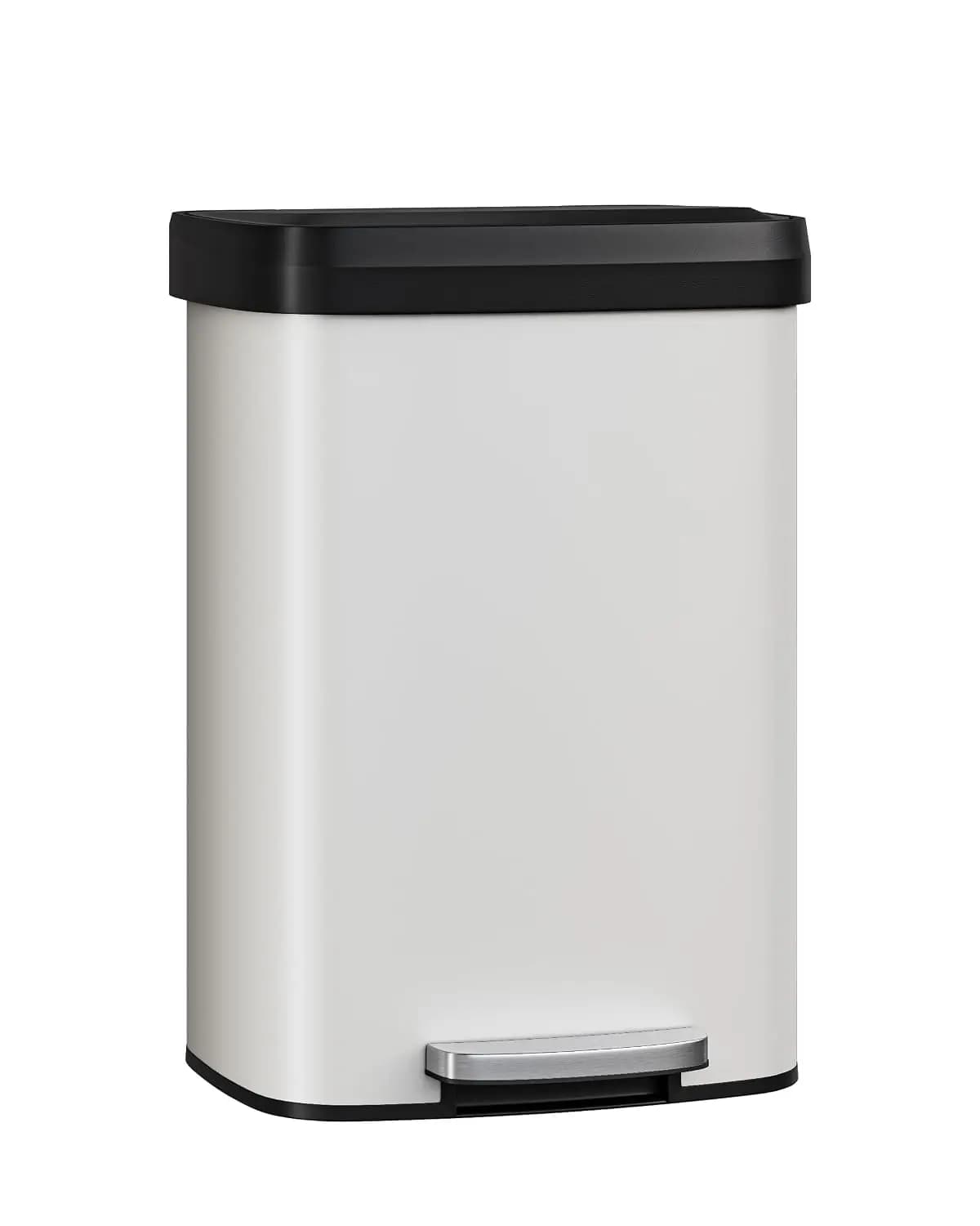 Tacleekii 13.2Gal/50L Stainless Steel Trash Can with Soft-Close Lid Kitchen Garbage Can with Rustproof Step-On, Liner Rim, Rear Handle, Perfect for Kitchen, Living Room, Office