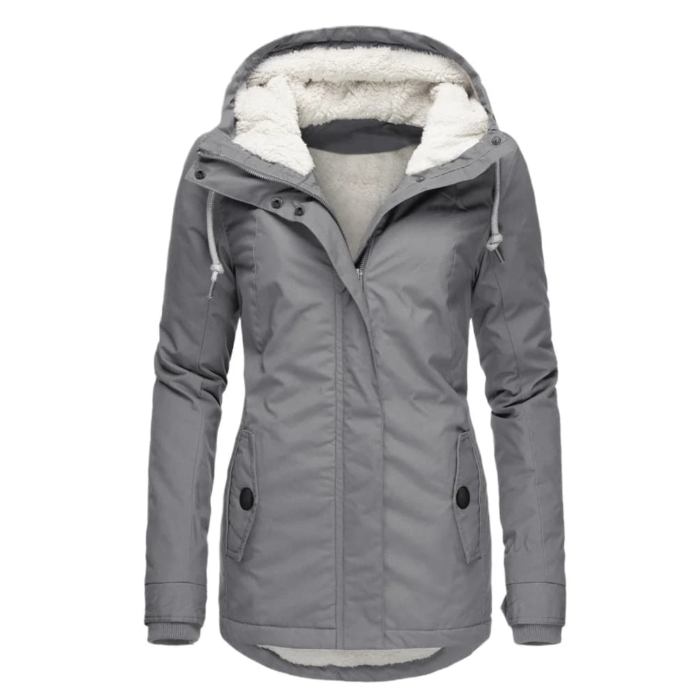 2024 Cappotti da donna con cerniera con cappuccio Inverno caldo giacche in pile spesso Solido tasche casual Parka da donna con cappuccio Capispalla con cappuccio
