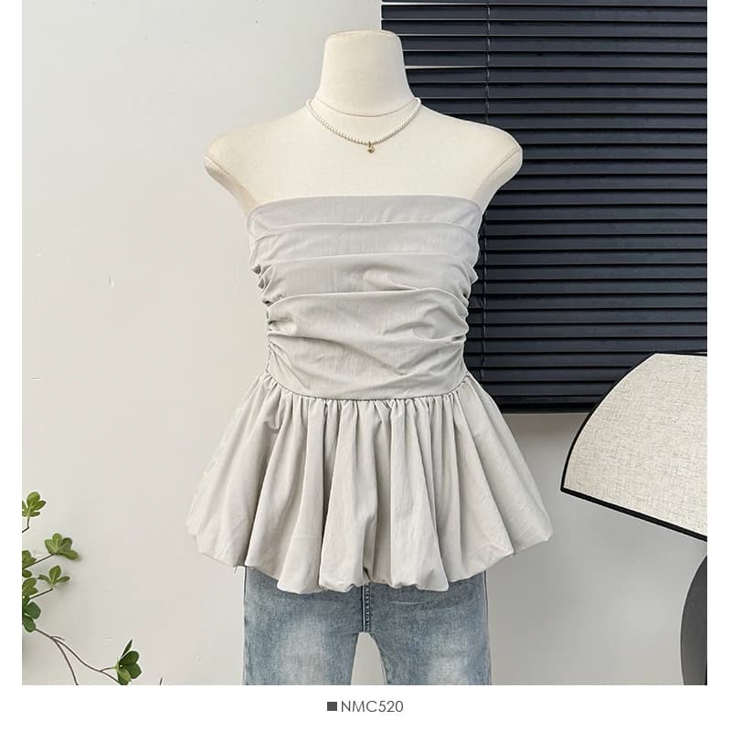 Sexy pleated ruffle Camis Chic tube top Slim Korean Tanks Top Elegant off shoulder Crop Top Summer Women Bustier