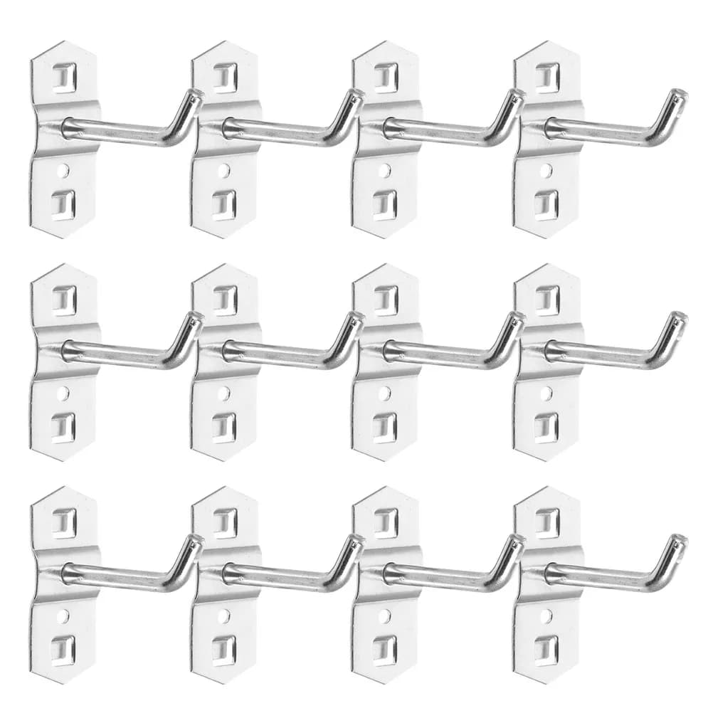 12Pcs Single Slant Heavy Duty Metal Pegboard Hooks Garage Tool Organizer Wall Panel Hanging Hooks Peg Board Tool Hangers