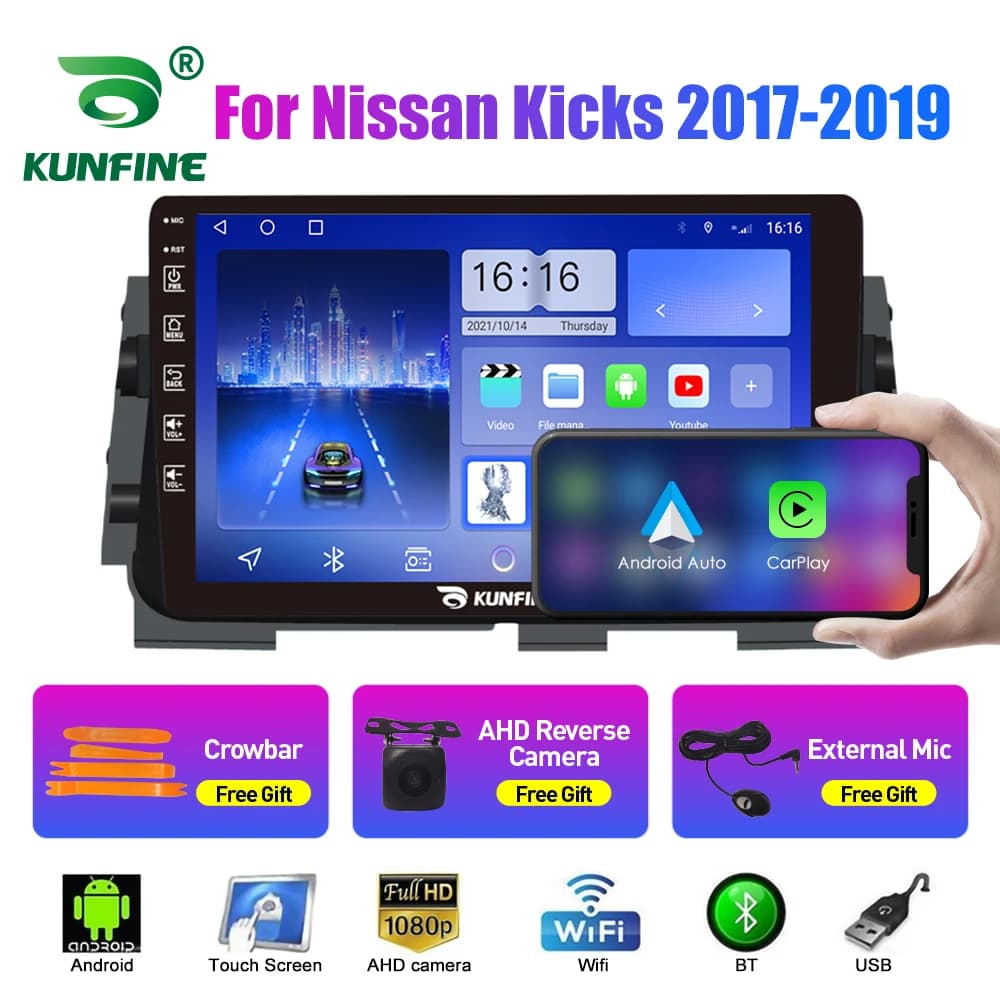 Autoradio da 10.33 pollici per Nissan Kicks 2017-2019 2Din Android Octa Core Car Stereo DVD Lettore di navigazione GPS Schermo QLED Carplay