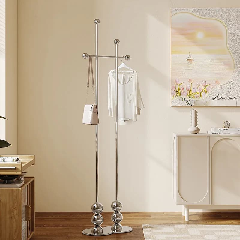 European Style Home Clothes Rack Stainless Steel Entrance Coat Rack Luxury Bedroom Garment Hanger Floor Storage Organizer