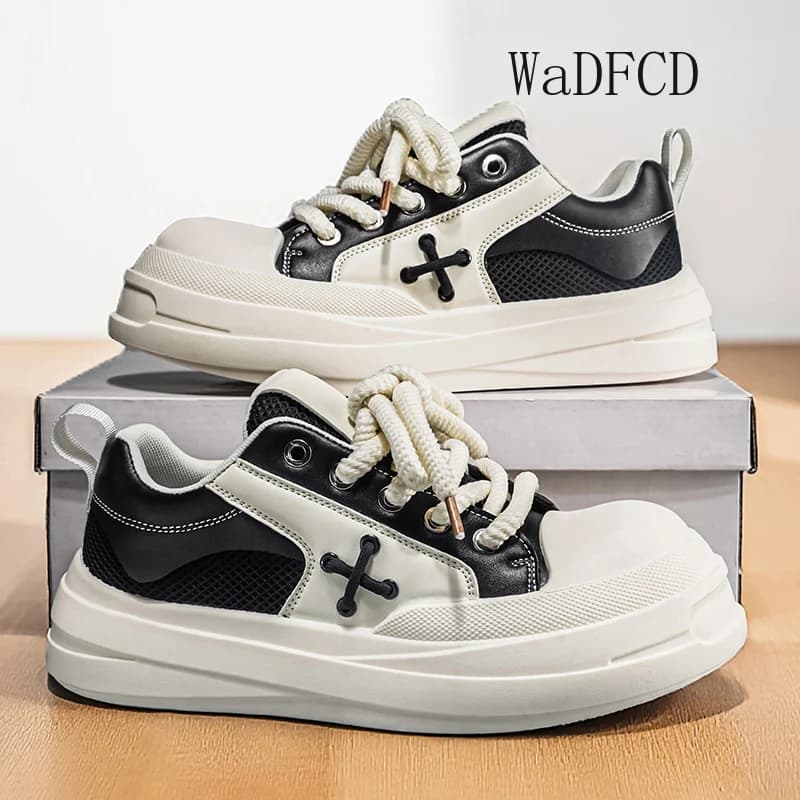 Sneaker Casual Men Original Designer Big-head Board Shoes Fashion Leather Fabric Breathable Height Increased Flat Platform Shoes