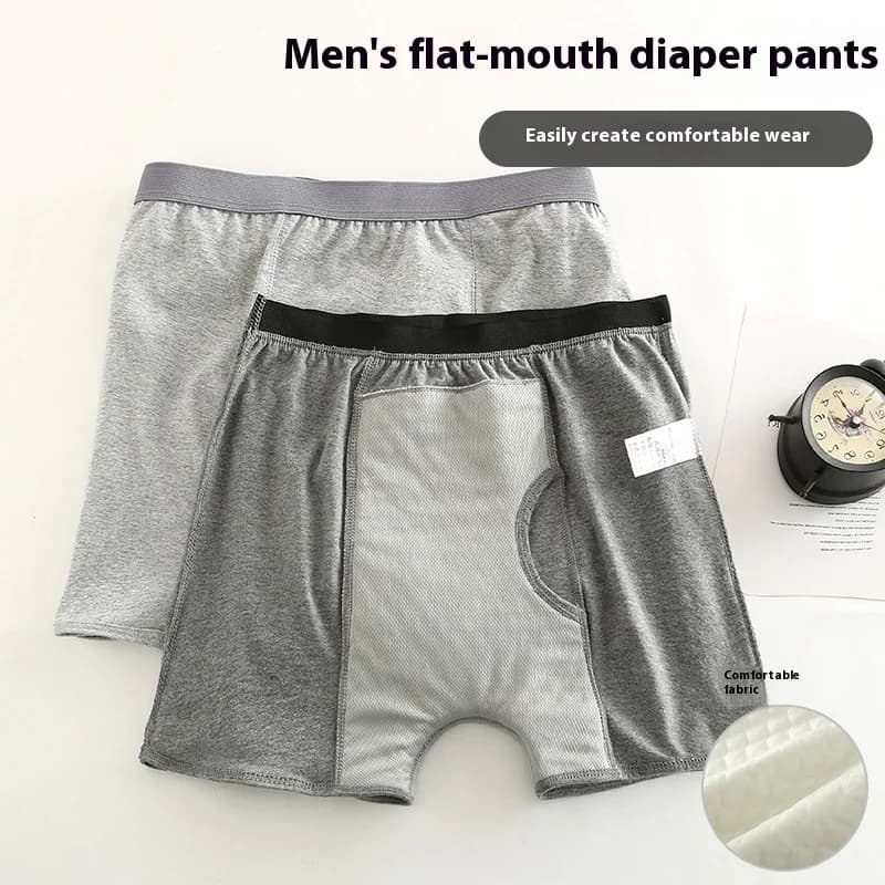 Men's Short Absorbent Mutandines Anti-Perdite Boxer for Diapers Urine Cushions Old Patients Constrained Bed Strong Waterproof Pants Urine Lost