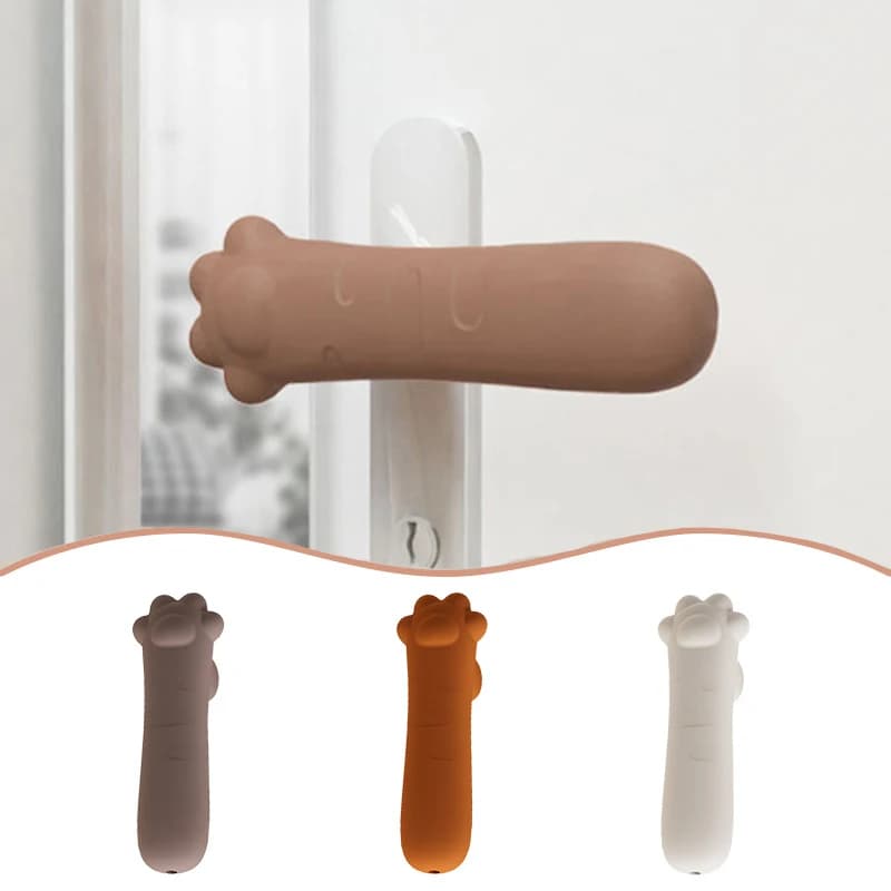 Silicone Door Handle Protective Cover for Baby Safety Anti-Collision Buffer Cushion Cartoon Cat Claw Handle Covers Home