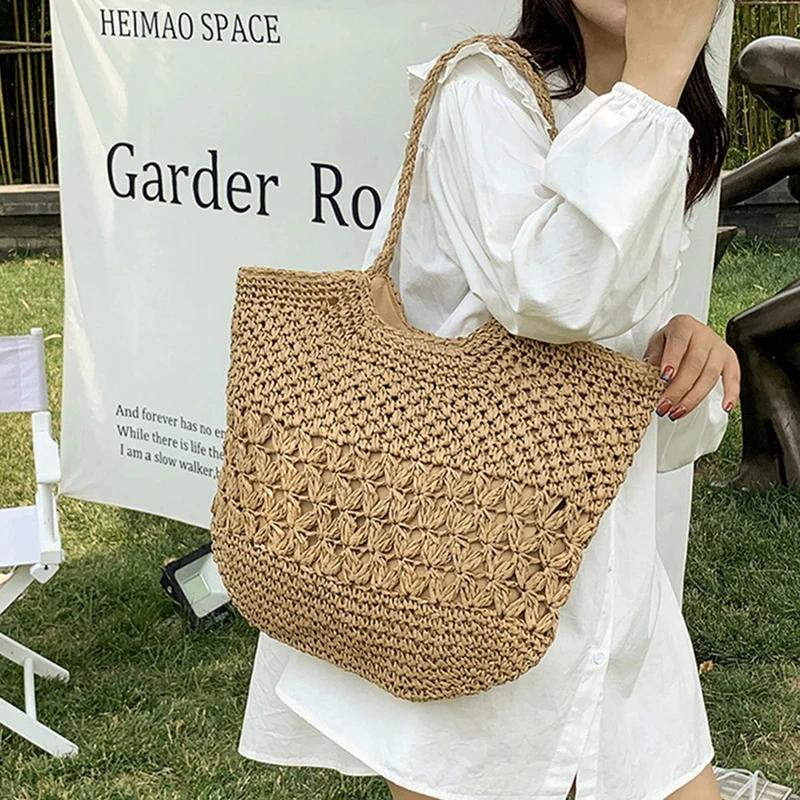 Casual Design Straw Weave Bags Trend Luxury Women Shoulder Bag Fashion Female Beach Handbags Large Capacity Travel Tote Bag Sac
