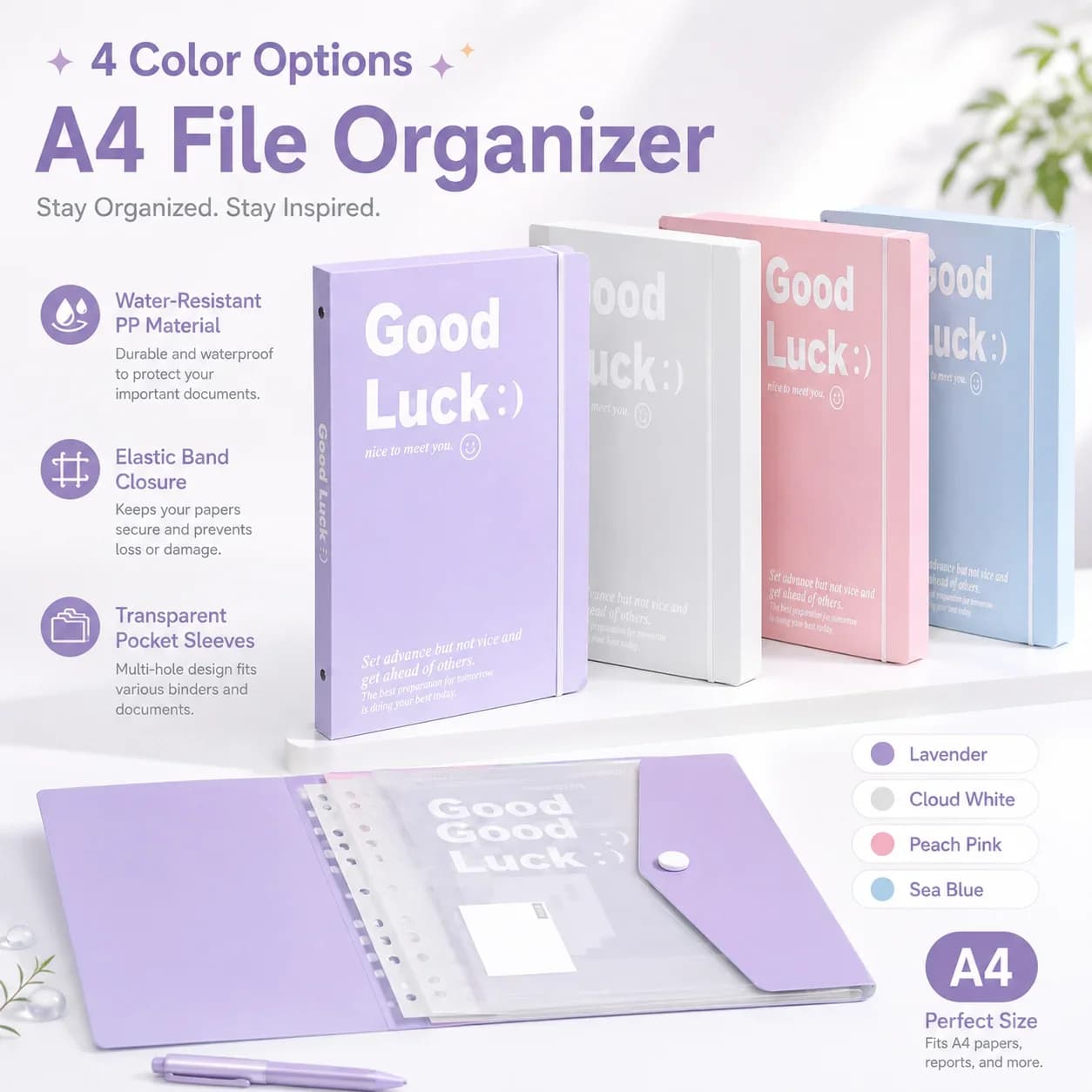 A4 Thickened Transparent File Binder, Office Loose-Leaf Document Organizer, Study Test Paper Storage Folder