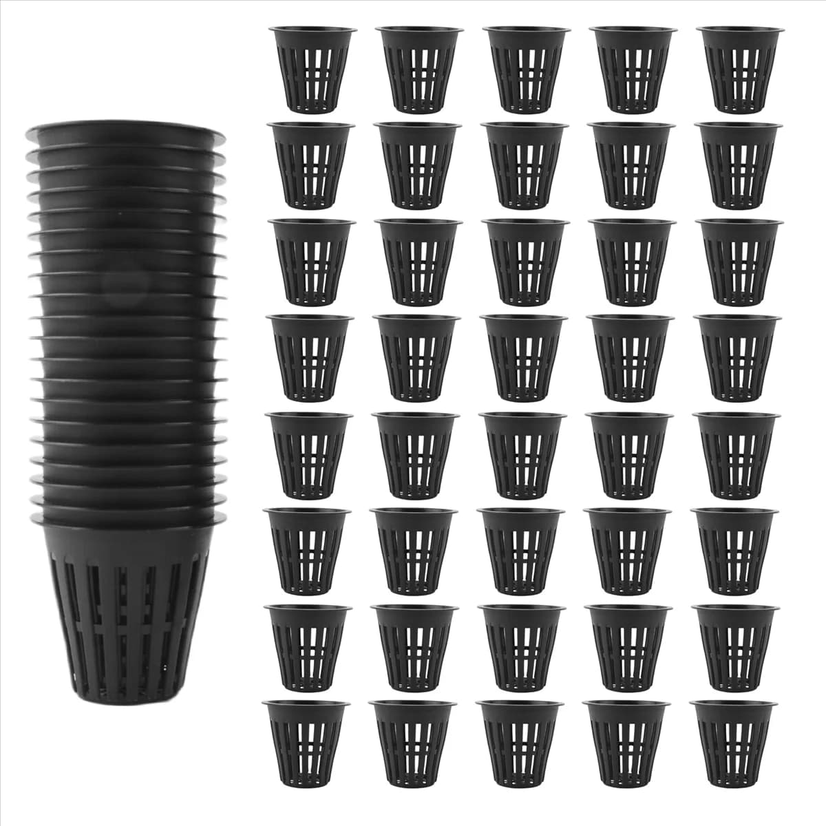 A71Z Pack of 60 2 inch mesh cups with channeled mesh, wide lip filter, plant net, vase, bucket, hydroponic crop basket