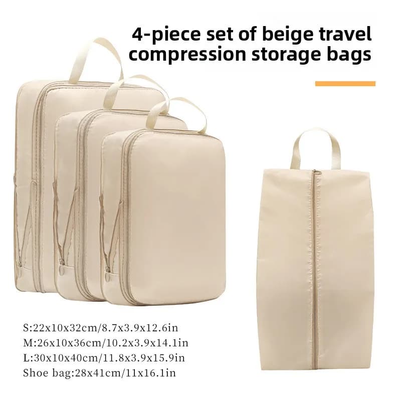 4Pcs Compression Packing Cubes Travel Luggage Organizer Bags for Clothes Toiletries Cosmetics Shoe Laundry
