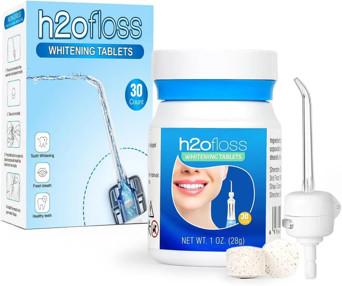 H2ofloss Tooth Whitening Tablets - Compatible with all oral sprinklers for H2ofloss-30 pieces/bottle (zuella)