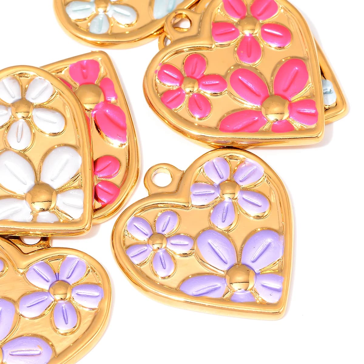 4 Pezzi Ciondoli a Forma di Cuore e Margherita in Acciaio Inossidabile Smaltato per Creazione di Gioielli Fai-da-Te, Collane, Orecchini