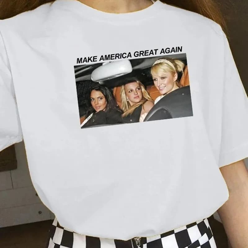 Pop Culture Graphic T-Shirt Women's Vintage Aesthetic Streetwear Patriotic Slogan Print Short Sleeve Casual Top