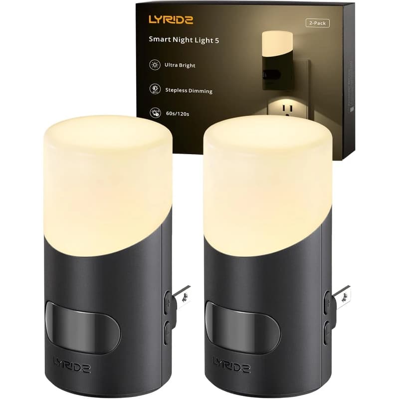 Lyridz Luci notturne a LED collegate a parete con sensore di movimento, luce notturna plug-in dimmerabile da 1-150LM per interni per camera da letto, -