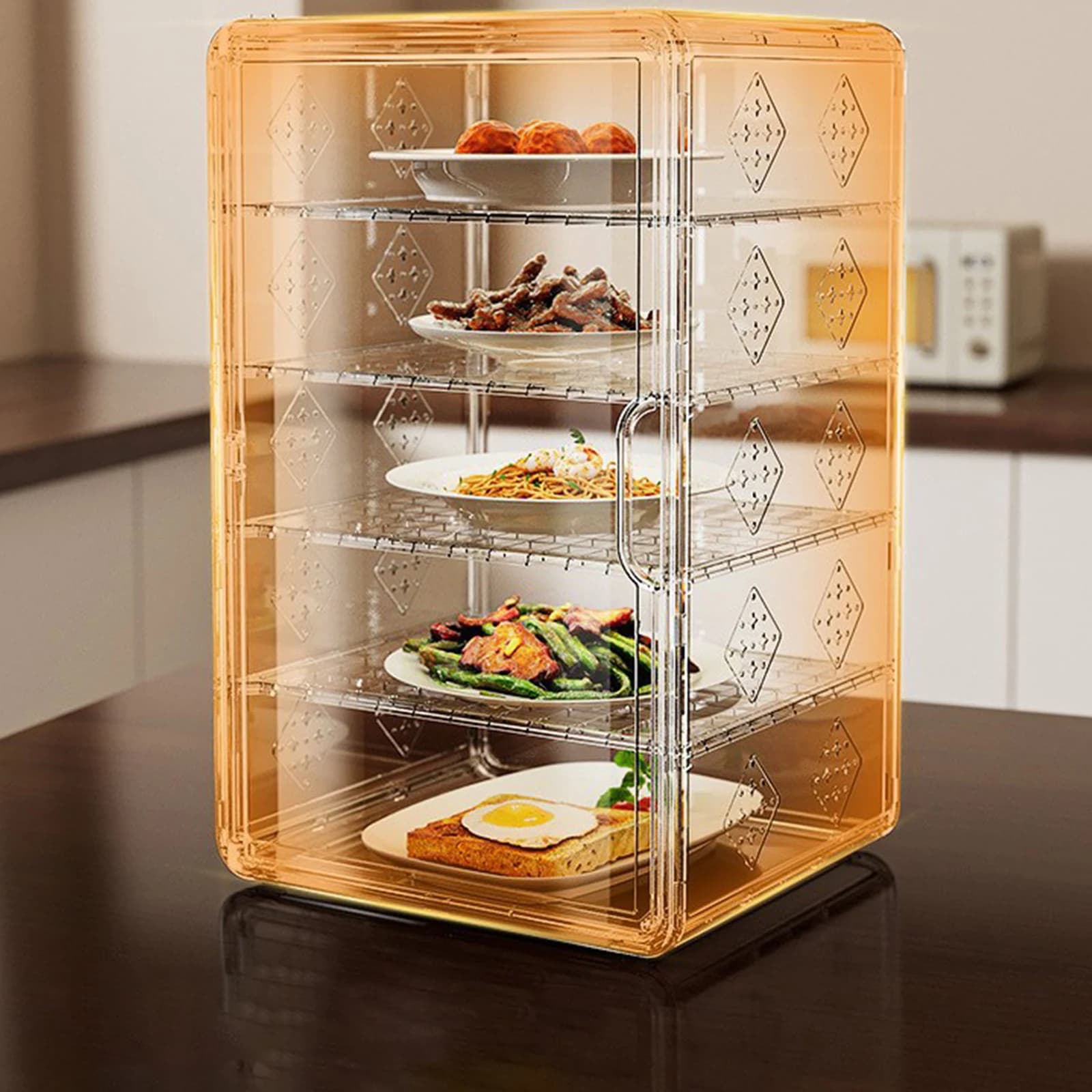 Contenitore di Stoccaggio Impilabile in Plastica Trasparente con Porta Magnetica, Espositore da Banco 16,93 X 10,63 X 9,45 Pollici per Pasticceria, Biscotti, Ciambelle
