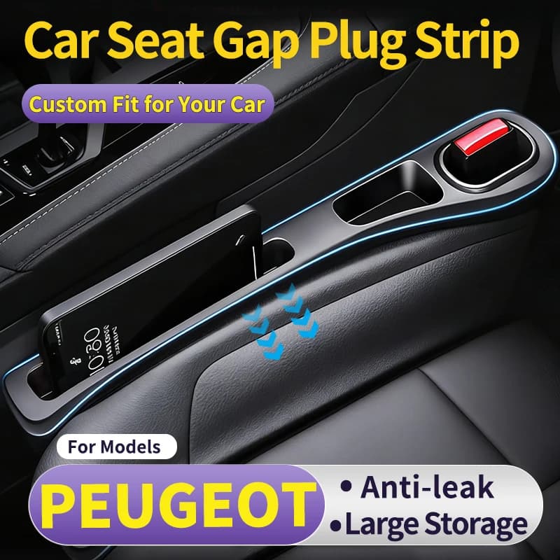 Auto seat leak proof strip for PEUGEOT car Anti-Leak Anti-Drop Car Side Pocket Interior Storage Organizer.Easy Plug & Use 2PCS
