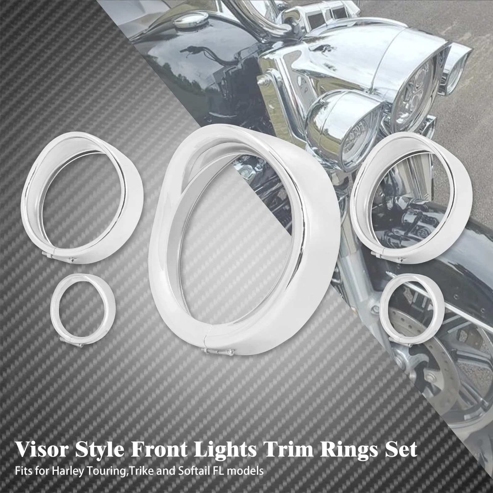 Motorcycle 7"LED Headlight Trim Ring 4.5" Passing Lights Visor Style Turn Signal Trim For Harley Touring Electra Glide Softail