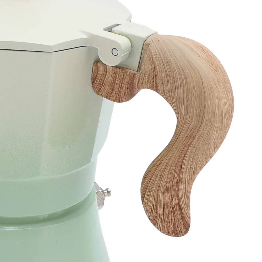 Caffettiera da Fornello in Alluminio da 150ml, MokaPot con Singola Valvola, Verde Sfumato e Rosa Sfumato