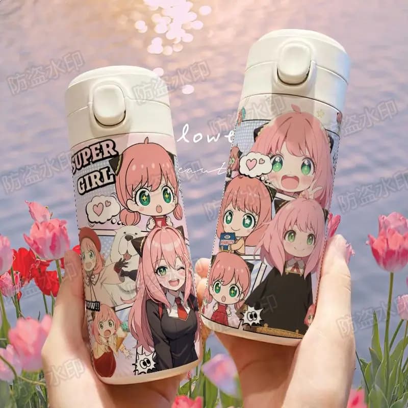 SPY×FAMILY Cute Large‑Capacity Portable Insulated Water Bottle Lightweight Leak‑Proof Vacuum Travel Mug for Students Daily Use
