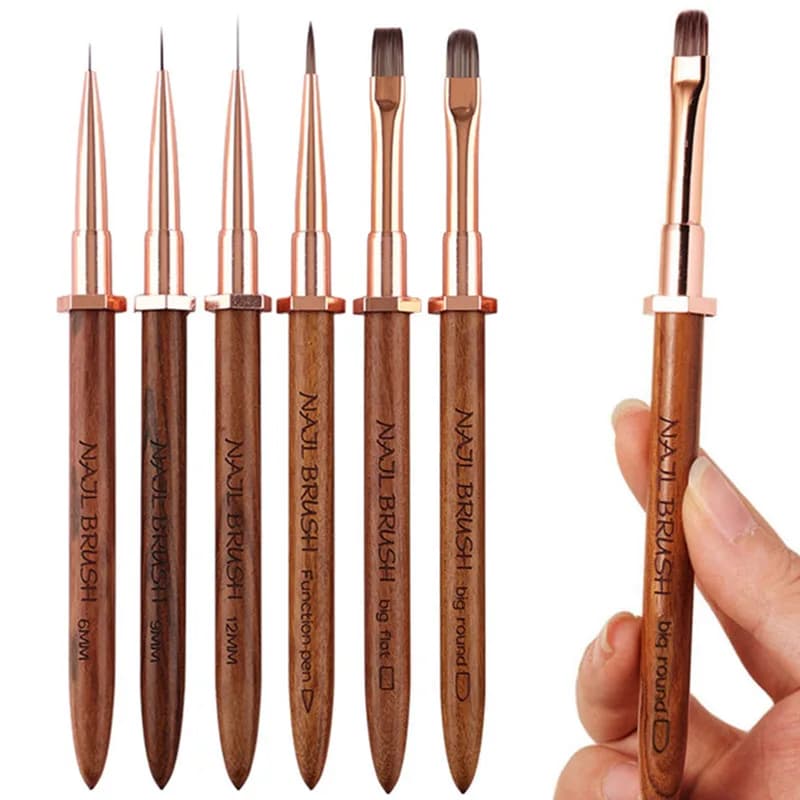 1/6 Pezzi Pennello per Unghie con Supporto, Pennello per Gel, Accessorio per Estensione delle Punte in Gel, Pennello per Nail Art
