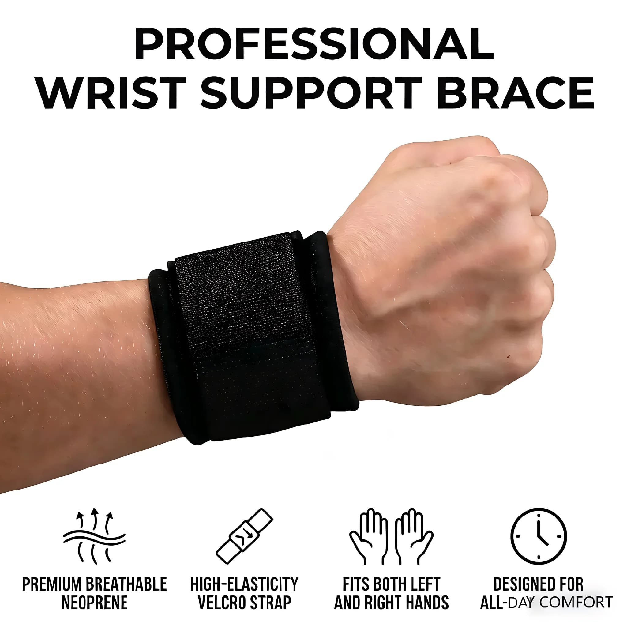 Supporto per Polso, Stabilizzatore Regolabile, Fascia Protettiva per Polso Sinistro/Destro, per Fitness, Ufficio e Sollievo dal Dolore