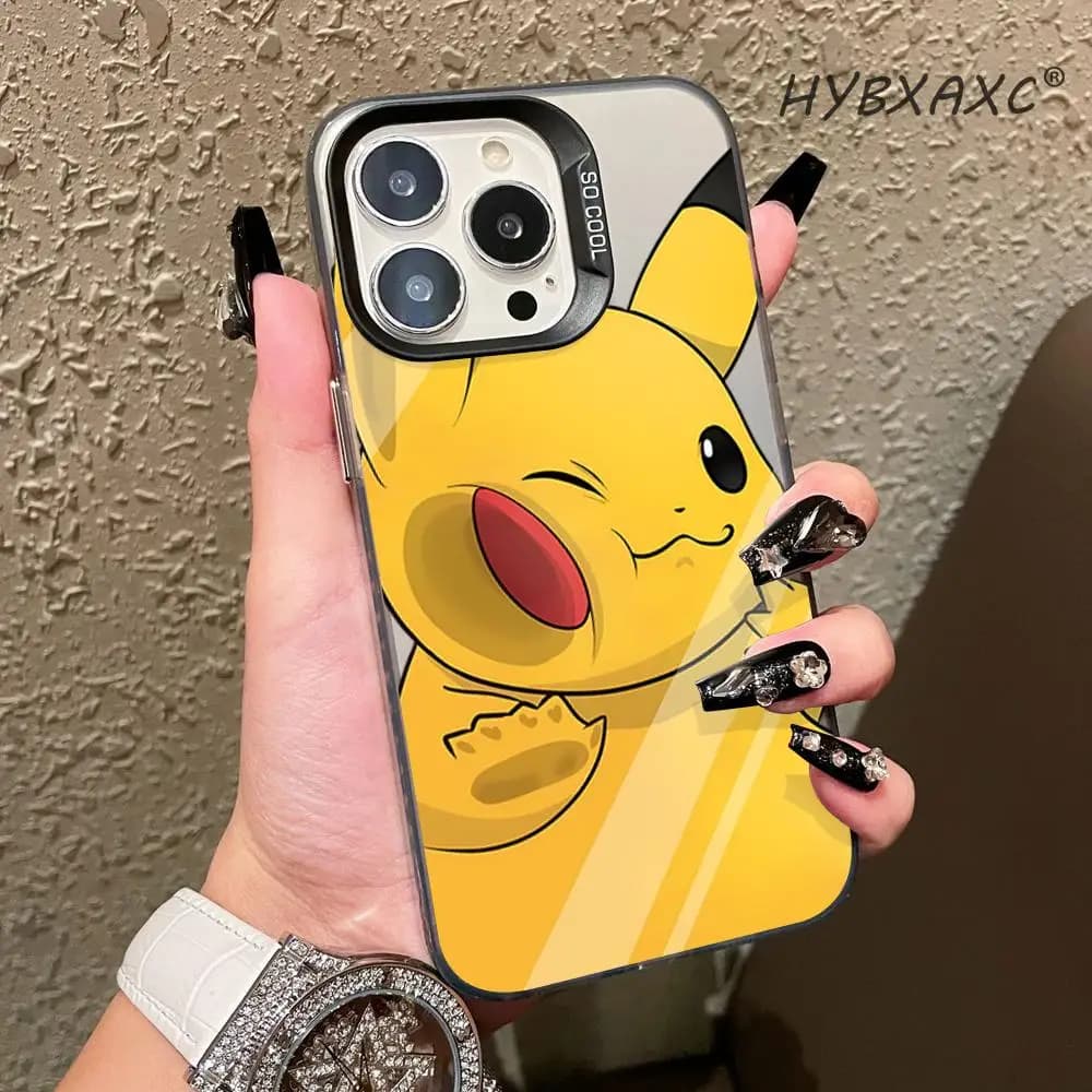 Cover Trasparente Y2K con Simpatico Cartone Animato P-Pokemon P-Pikachu per iPhone 17 16 15 14 13 12 11 Pro Max XR XS MAX HYBXAXC MINI
