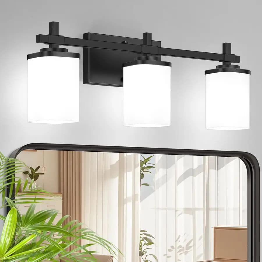 Luci Nere per Specchio da Bagno con Paralumi Quadrati in Vetro Smerigliato Bianco, Moderne Lampade da Bagno a LED per Specchio, Delicate per gli Occhi