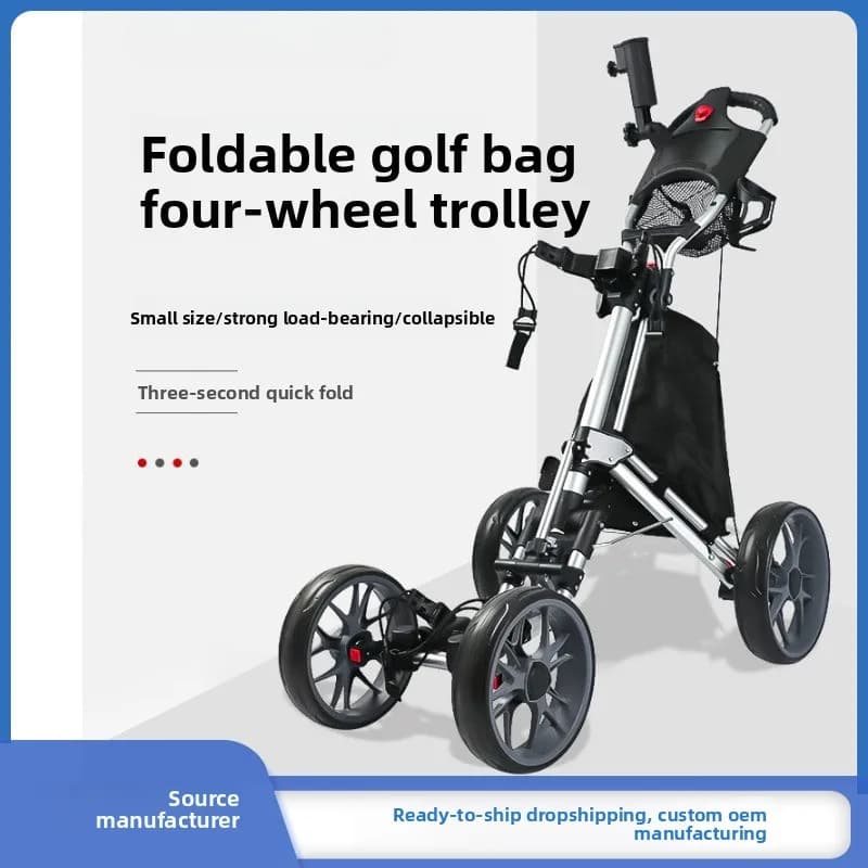 Hot-selling Golf Cart, Four-wheel Aluminum Umbrella Frame, Folding Course, Ball Bag, Driver, Pull-up Car.