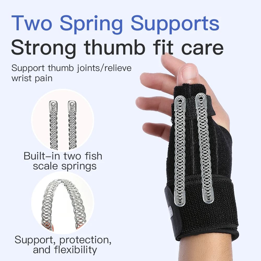 Triple Velcro Strap Thumb Wrist Support Brace, Breathable Thumb Splint Protector for Tendonitis Arthritis, Fits Right Left Hand