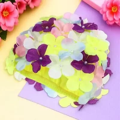 Cuffia da bagno floreale di grandi dimensioni per donna, tessuto premium, protezione solare, resistente ai batteri, comoda, antiscivolo, con motivo floreale
