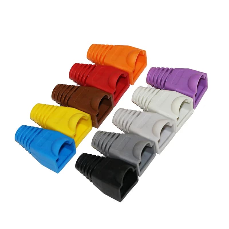 50pcs Multi-Color RJ45 Boots for Cat6 Cable, Snap-on Protective Covers with Latch & Strain Relief for Network Ethernet Cables