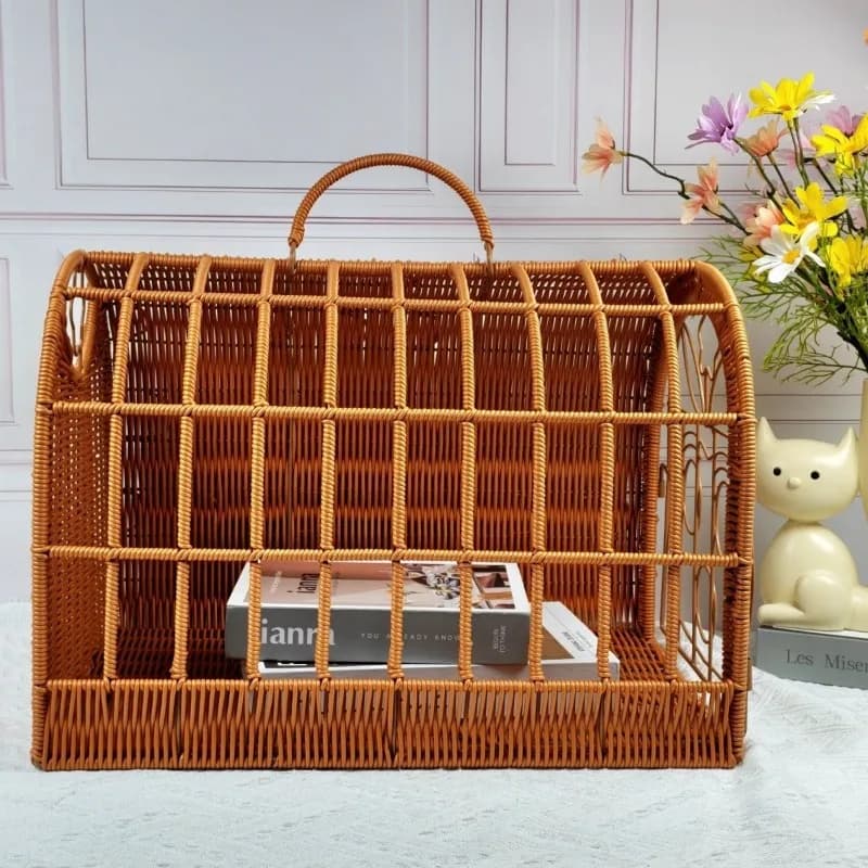 Borsa Trasportino Portatile per Gatti, Cuccia Traspirante in Rattan, Gabbia da Viaggio Leggera per Gatti e Gattini, Borsa per Piccoli Animali