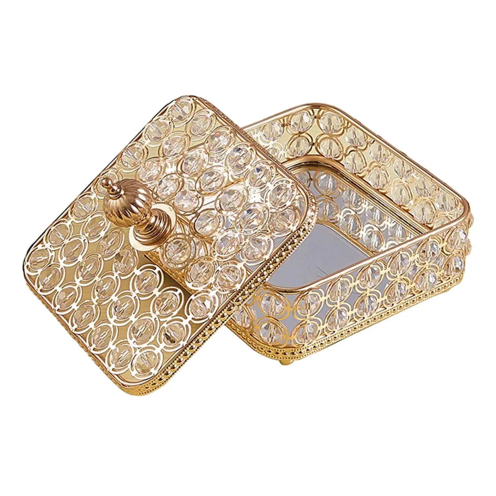 Scatola portagioie con coperchio antigraffio, scatola portaoggetti per gioielli, organizer per collane, anelli, decorazioni per la camera da letto, regali, colore oro