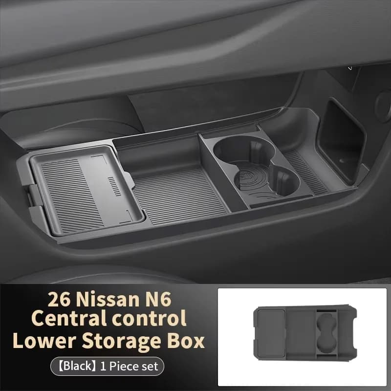 Vassoio portaoggetti inferiore in silicone per console centrale Nissan N6 2026, organizer antiscivolo per decorazione e modifica interni