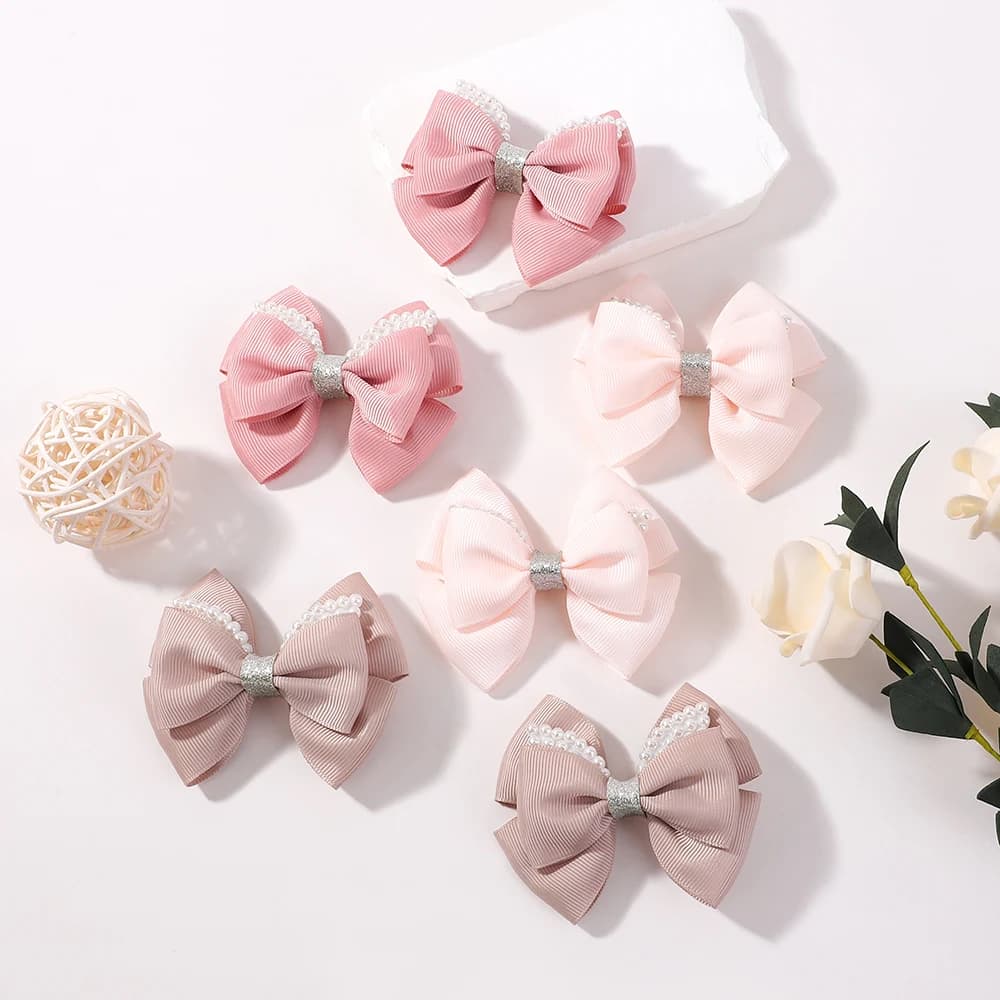 2 Pz/lotto 3.34 pollici Vino Rosso Bowknot Perla Boutique Fermagli Per Capelli Ragazze Nastro Delicato Barrette Palazzo Principessa Stile Copricapi