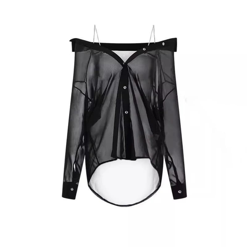 Pigiama Sexy Casual da Donna in Chiffon con Spalle Scoperte, Camicia da Notte con Bretelle, Abbigliamento da Casa Femminile