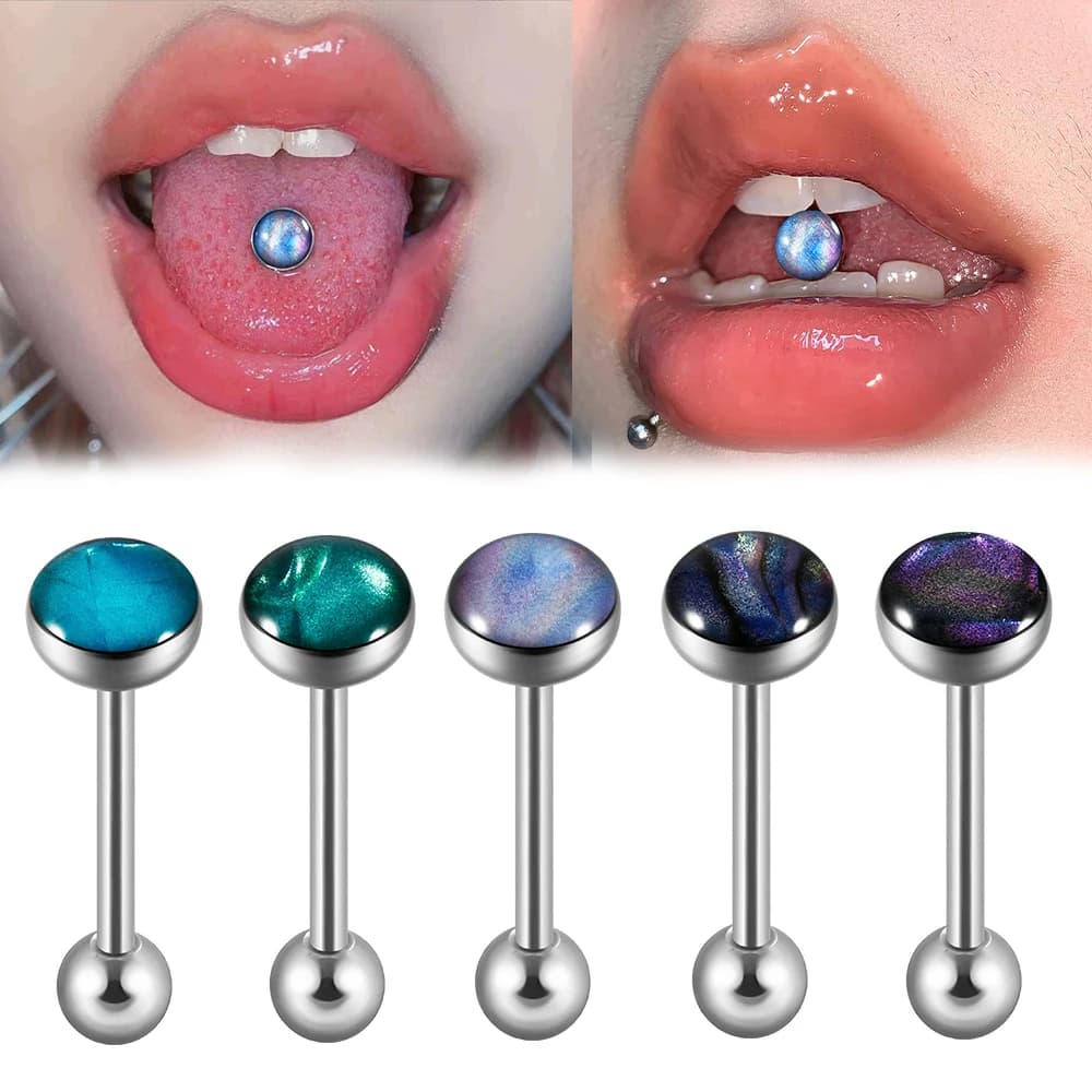 1/6 pz Acciaio Chirurgico Industriale Bilanciere Palle Lingua Anello Lip Stud Lingua Bilanciere Piercing14G Dritto Helix Ear bar Piercing